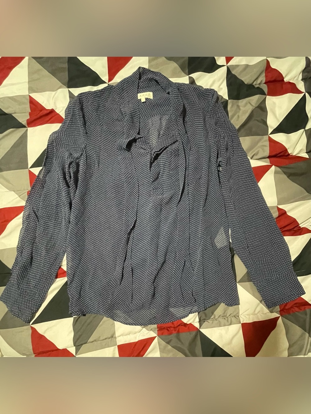 A.P.C. Navy Polka-Dot Lightweight Shirt Jacket